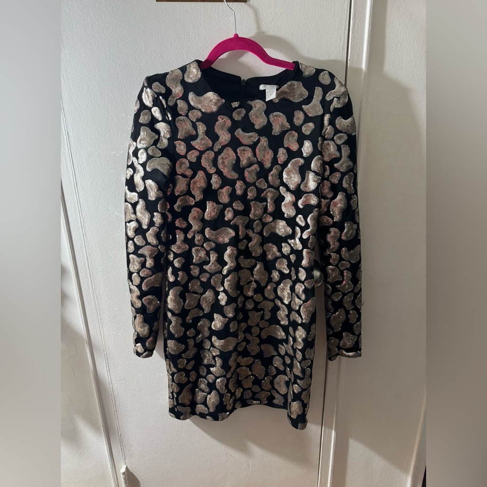 Holiday / Cocktail / wedding / party black velvet and sequins dress size S